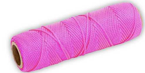 Bon 11-883 Fluorescent Pink #18 Braided Nylon Masons Line- 500 ft/roll- 12 rolls per case 